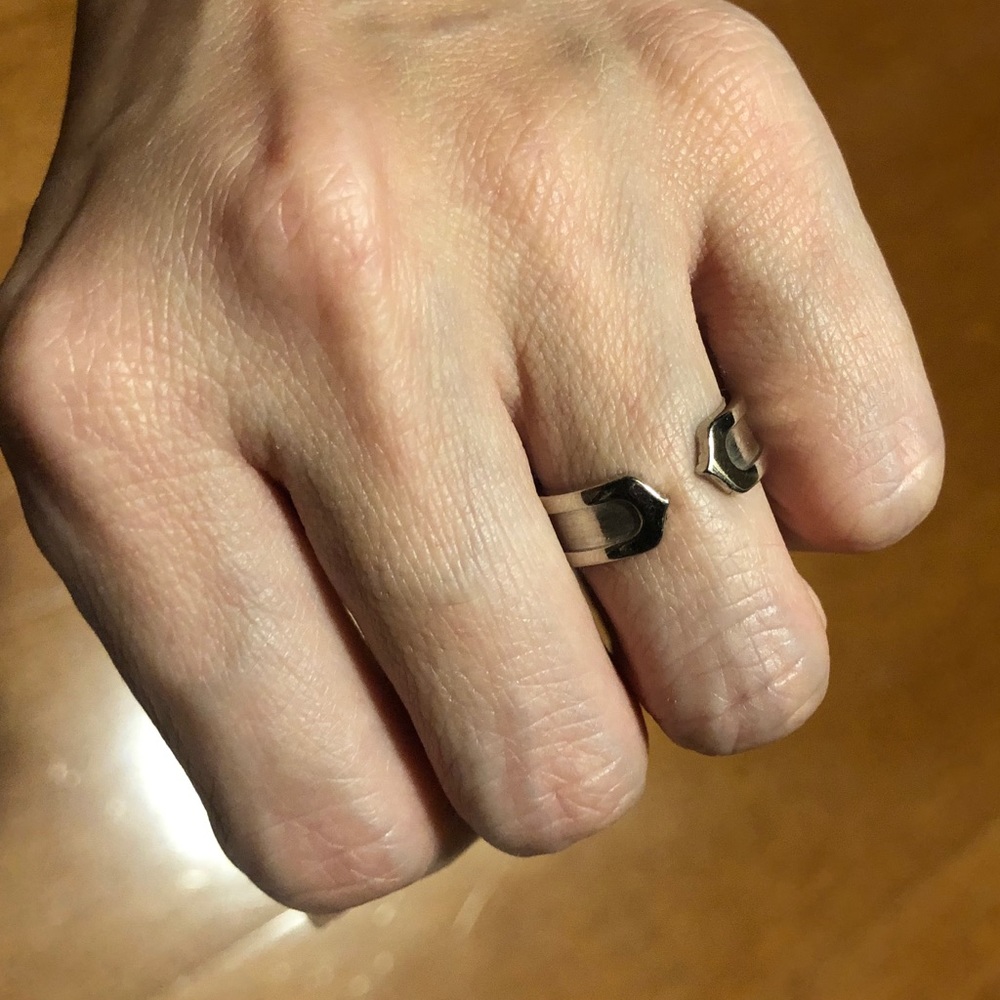 Cartier 18K White Gold Double C Ring Size 5 and 5 1/2